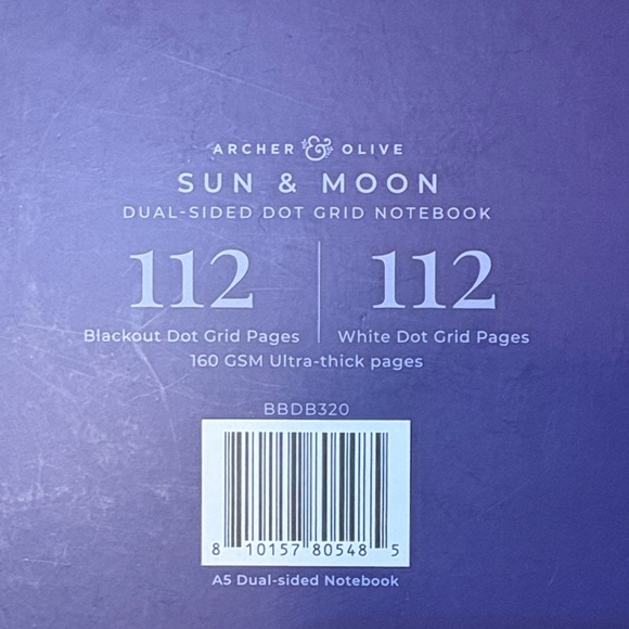 Archer & Olive Sun/Moon Dual-Sided Grid Notebook - NWT - Picture 2 of 7